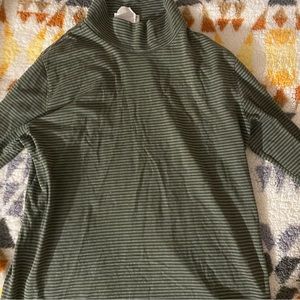 Striped green mock neck